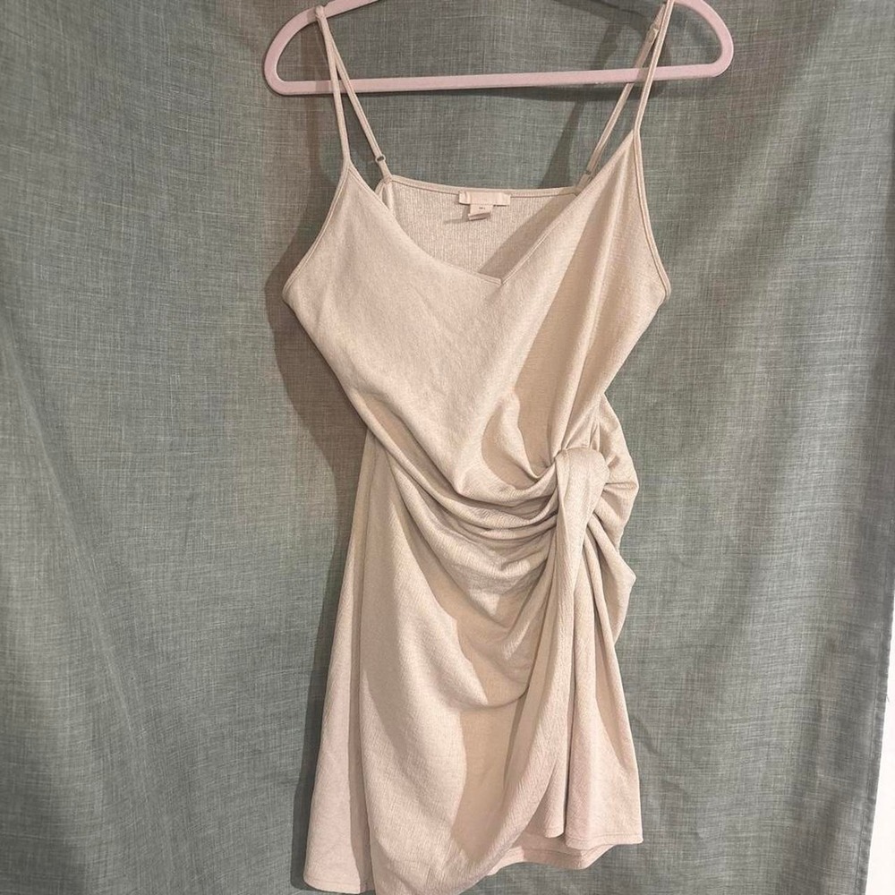 Cream dress with tie detail